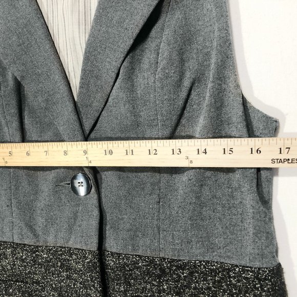 CAbi Womens Sz S #518 Over the Moon Gray Heather Colorblock 1-Button Vest Blazer - Picture 3 of 8